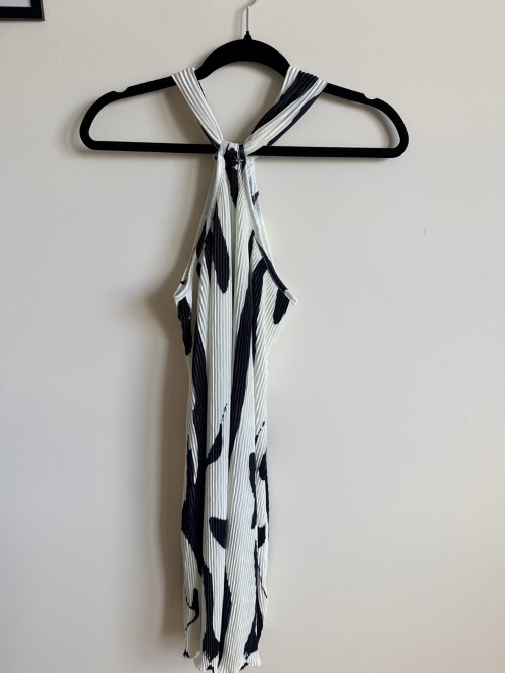 Black & White Ribbed Halter Dress